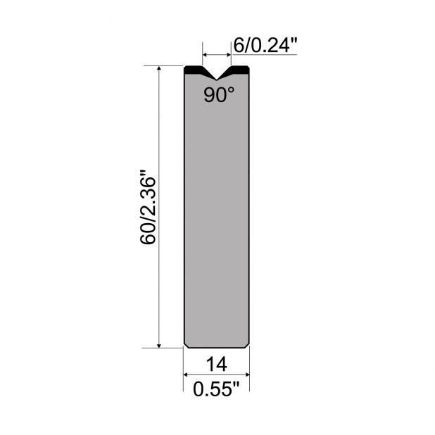 Halter für 1-V Matrize R1 europäisch A-Serie mit einer Höhe von 60mm, α=90°, Radius=1,5mm, Material = C45