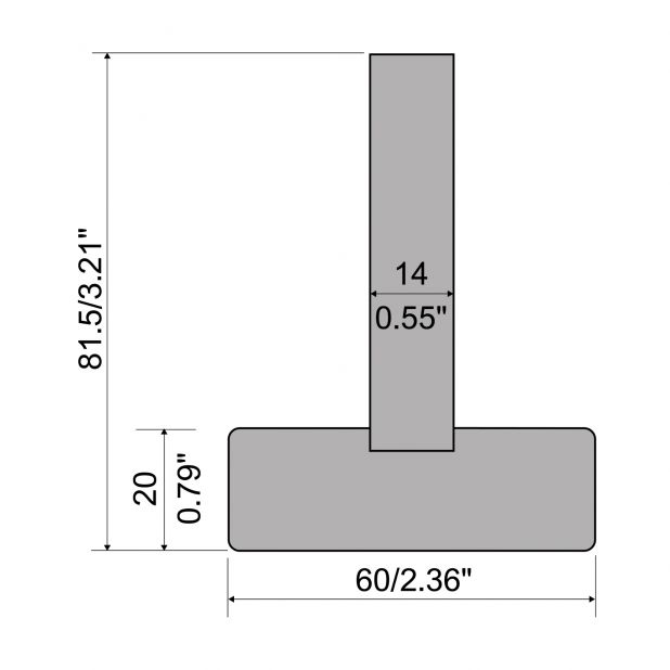 Halter für 1-V Matrize R1 europäisch A-Serie mit einer Höhe von 15 mm, Material = C45, max. Last = 1000 kN