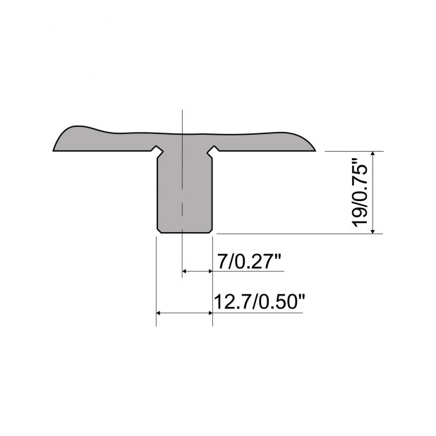 Matrize mit Einlaufwellen H=130 mm. V min.=20 mm und V max.=120 mm.