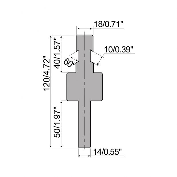 Oberwerkzeugadapter Typ R8 mit Arbeitshöhe=82mm, Material=C45, Max. Presskraft=1000kN/m.
