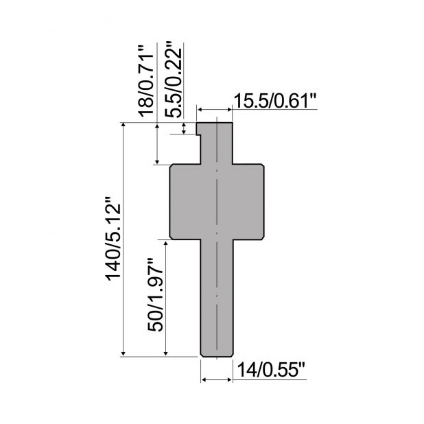 Oberwerkzeugadapter Typ R10 mit Arbeitshöhe=100mm, Material=C45, Max. Presskraft=1000kN/m.