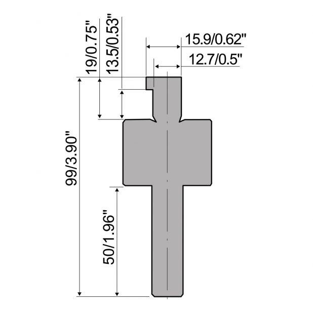 Oberwerkzeugadapter Typ R5 mit Arbeitshöhe=80mm, Material=C45, Max. Presskraft=1000kN/m.