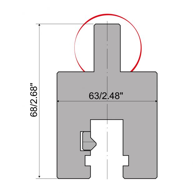 Oberwerkzeugadapter Typ R4 mit Arbeitshöhe=68mm, Material=C45, Max. Presskraft=1000kN/m.