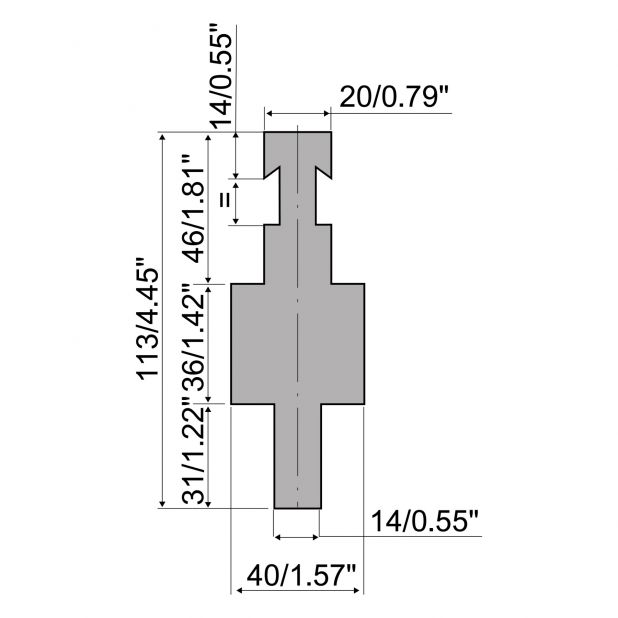 Oberwerkzeugadapter Typ R3 mit Arbeitshöhe=86mm, Material=C45, Max. Presskraft=1000kN/m.