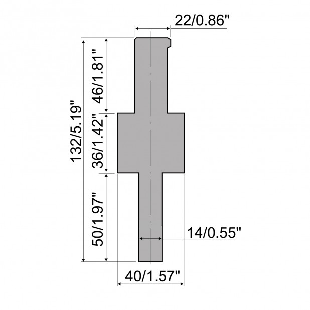 Oberwerkzeugadapter Typ R3 mit Arbeitshöhe=68mm, Material=C45, Max. Presskraft=1000kN/m.