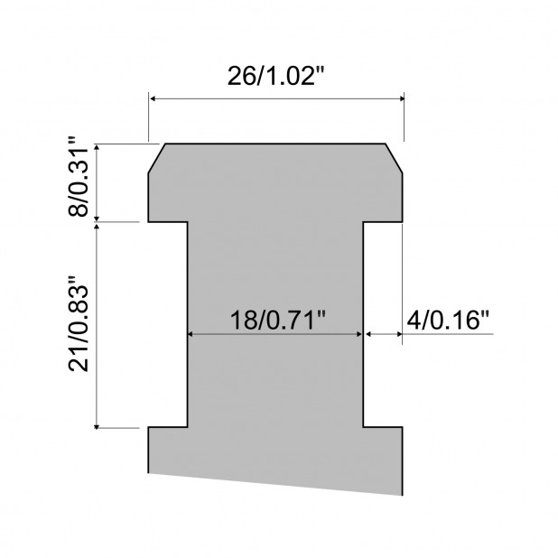 Pneumatisches Klemmsystem für Oberwerkzeuge Typ R3-R7-R8-R10-RX hergestellt aus C45 und 42CrMo4, Länge 500mm