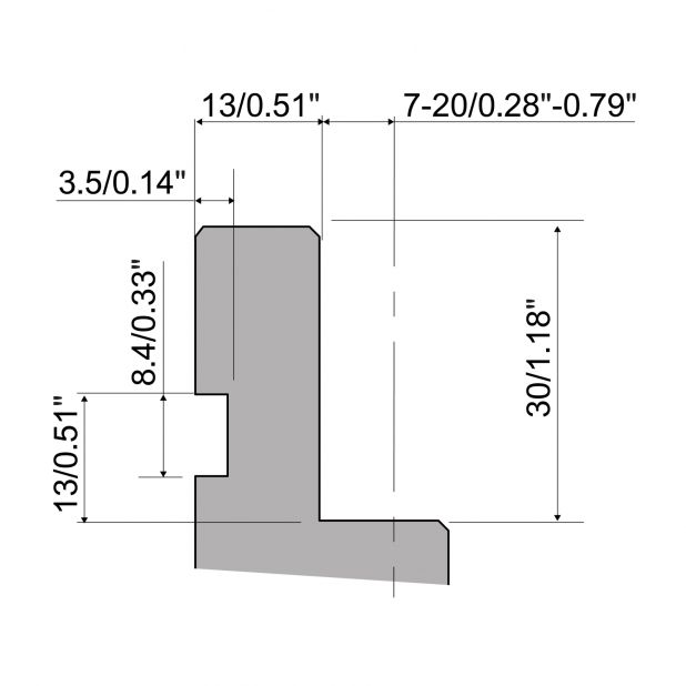 Hydraulisches Klemmsystem für Oberwerkzeuge mit frontaler Klemmung geeignet für Werkzeuge Typ R1, Länge 150