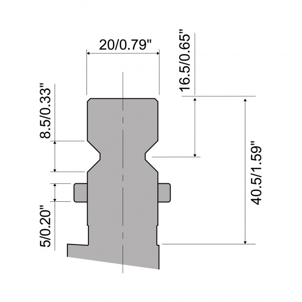 Pneumatisches Klemmsystem für Oberwerkzeuge Typ R2 hergestellt aus C45 gehärtet, Längen von 1020mm bis 6120