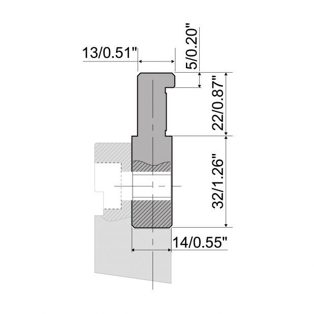 Angeschraubter Oberwerkzeugadapter in C45. Max. Presskraft=1000kN/m. von Werkzeugen Typ R4 A zu Werkzeugen Typ