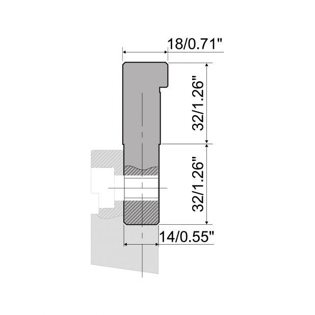 Angeschraubter Oberwerkzeugadapter in C45. Max. Presskraft=1000kN/m. von Werkzeugen Typ R4 B zu Werkzeugen Typ