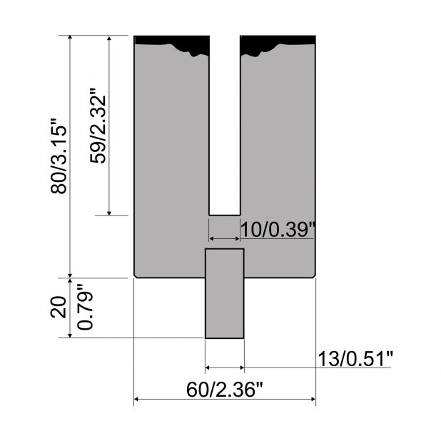 Zudrückwerkzeug R2/R3 mit Arbeitshöhe=80mm, Radius=1mm, Material=42cr, Max. Presskraft=500-1000kN/m.Zu verwe