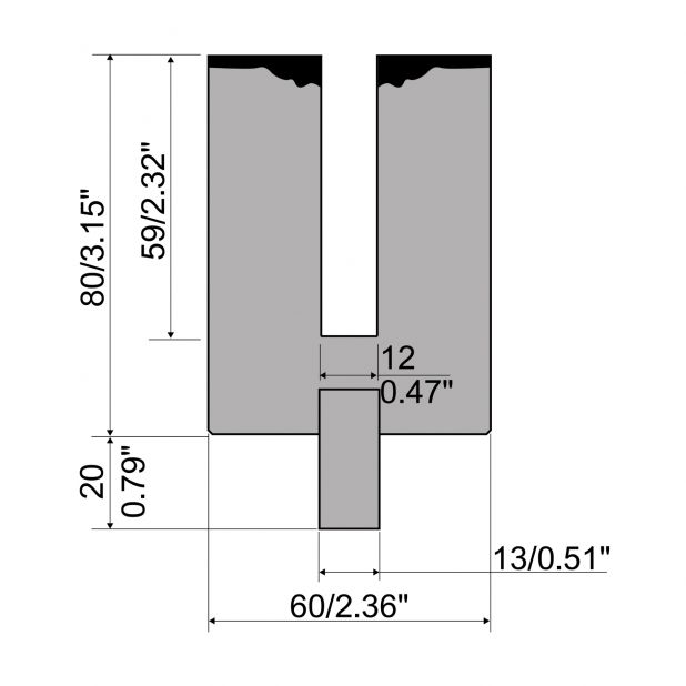 Zudrückwerkzeug R2/R3 mit Arbeitshöhe=80mm, Radius=1mm, Material=42cr, Max. Presskraft=500-1000kN/m.Zu verwe