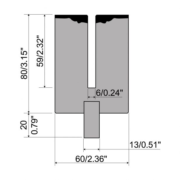 Zudrückwerkzeug R2/R3 mit Arbeitshöhe=80mm, Radius=1mm, Material=42cr, Max. Presskraft=500-1000kN/m.Zu verwe