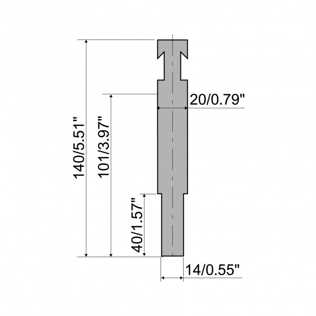 Radien-und Zudrückwerkzeuge R3 RFA mit Arbeitshöhe=101mm, Radius=-mm, Material=C45, Max. Presskraft=800kN/m.