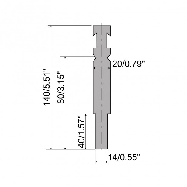 Radien-und Zudrückwerkzeuge R3 RFA mit Arbeitshöhe=80mm, Radius=-mm, Material=C45, Max. Presskraft=800kN/m.Z