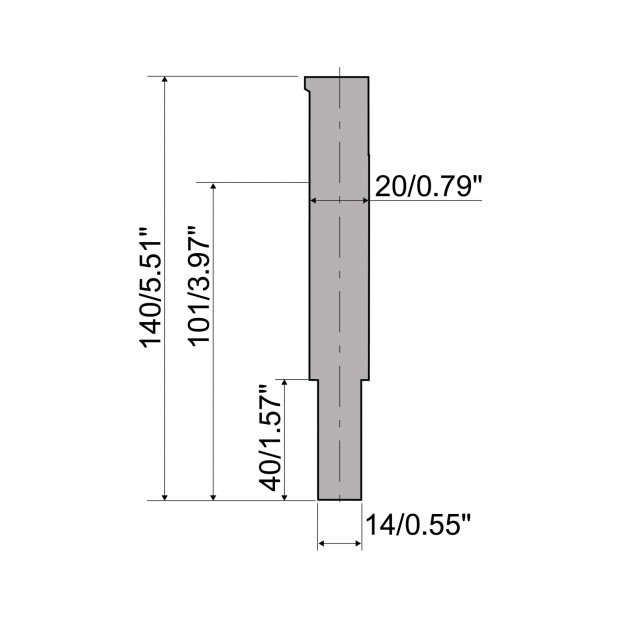 Radien-und Zudrückwerkzeuge R3 RFA mit Arbeitshöhe=101mm, Radius=-mm, Material=C45, Max. Presskraft=800kN/m.