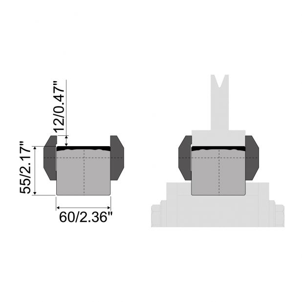 Matrizenerhöhung Material= C45. Max. Presskraft=1000kN/m. Mit 60 mm Basis. Zur höheren Positionierung Ihrer