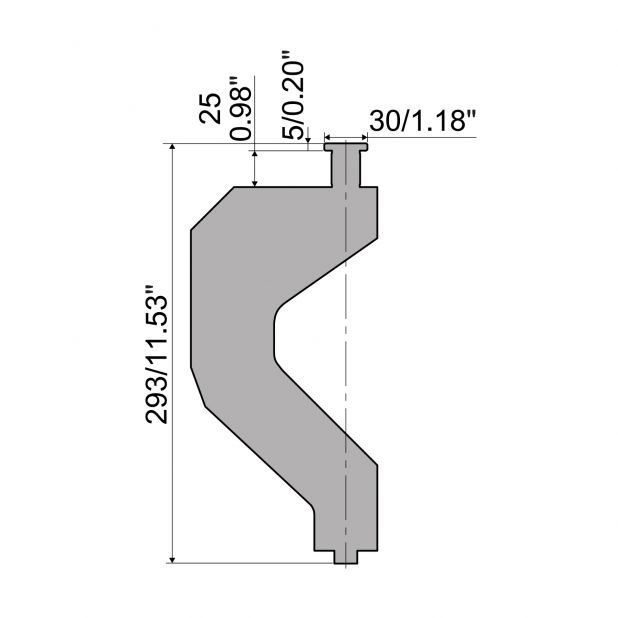 Radienwerkzeuge RX Gasparini mit Höhe=293mm, Radius=mm, Material=c45, Max. Presskraft=1000kN/m.Zu verwenden m