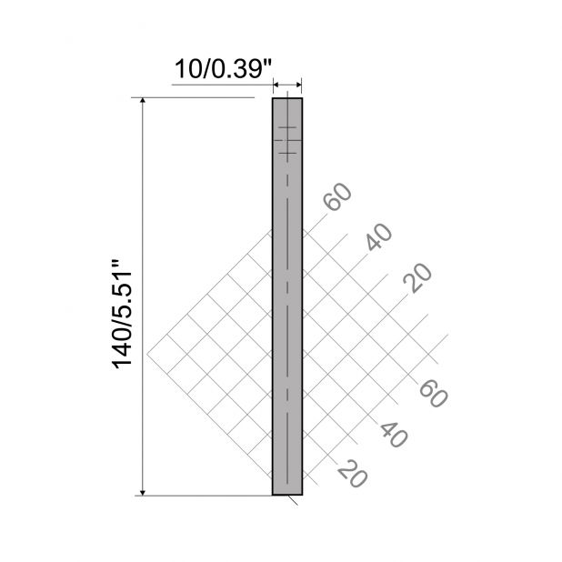 Oberwerkzeug R6 Hämmerle mit höhe=140mm, α=°, Radius=mm, Material=HRc 58-60, Max. Presskraft=1000kN/m.