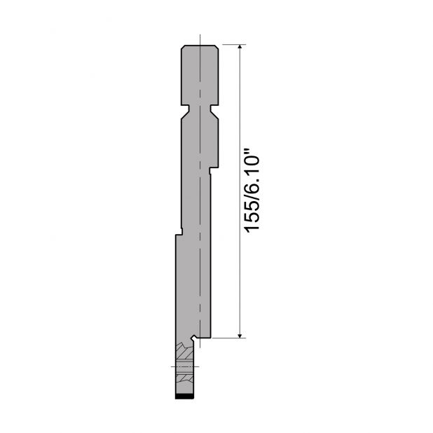 Oberwerkzeug R6 Hämmerle mit Höhe=155mm, α=°, Radius=mm, Material=c45, Max. Presskraft=1000kN/m.