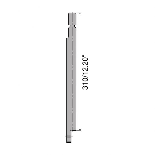 Oberwerkzeug R6 Hämmerle mit Höhe=310mm, α=°, Radius=mm, Material=c45, Max. Presskraft=1000kN/m.