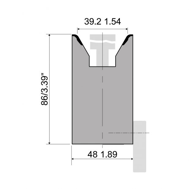 Matrize R6 Hämmerle mit Höhe=86mm, Radius=4mm, Material=C45, Max. Presskraft=750kN/m.