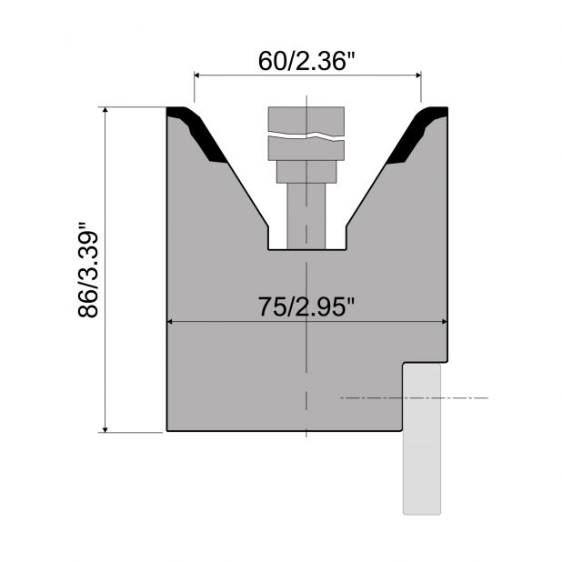 Matrize R6 Hämmerle mit Höhe=86mm, Radius=8mm, Material=C45, Max. Presskraft=1500kN/m.