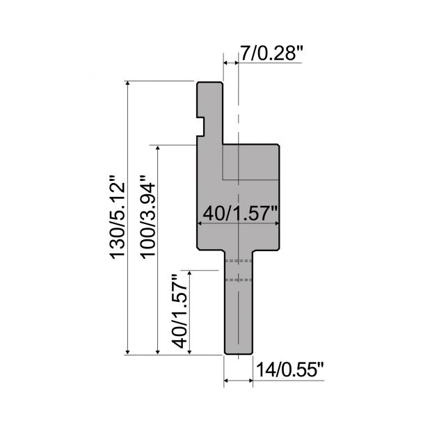 Zwischenstück Typ R1, mit Arbeitshöhe=100mm, Material=C45, Max. Presskraft=1000kN/m.