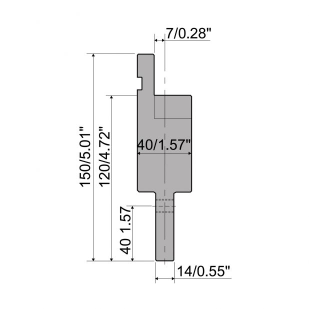 Zwischenstück Typ R1, mit Arbeitshöhe=120mm, Material=C45, Max. Presskraft=1000kN/m.