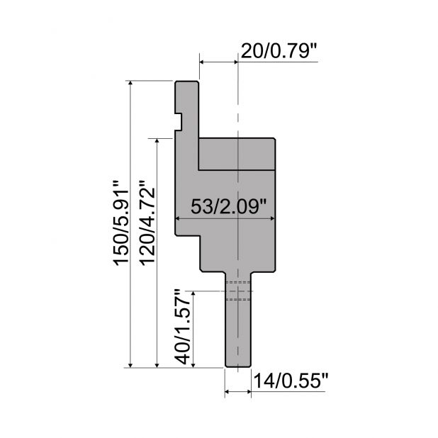 Zwischenstück Typ R1, mit Arbeitshöhe=120mm, Material=C45, Max. Presskraft=1000kN/m.