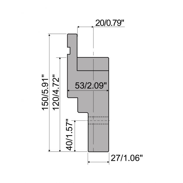 Zwischenstück Typ R1, mit Arbeitshöhe=120mm, Material=42CrMo4, Max. Presskraft=1600kN/m.