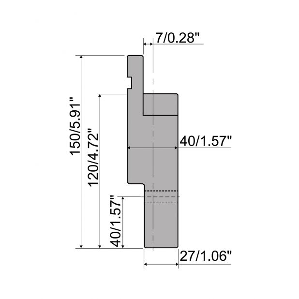 Zwischenstück Typ R1, mit Arbeitshöhe=120mm, Material=42CrMo4, Max. Presskraft=1600kN/m.