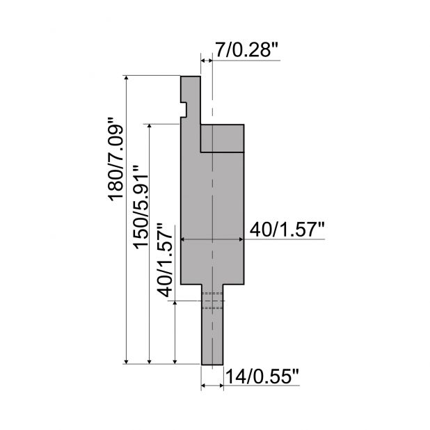 Zwischenstück Typ R1, mit Arbeitshöhe=120mm, Material=C45, Max. Presskraft=1000kN/m.