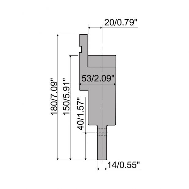 Zwischenstück Typ R1, mit Arbeitshöhe=150mm, Material=C45, Max. Presskraft=1000kN/m.