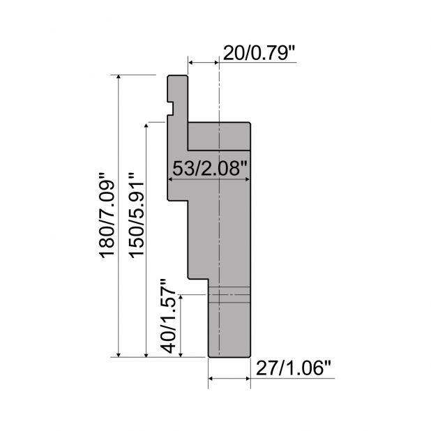 Zwischenstück Typ R1, mit Arbeitshöhe=150mm, Material=42CrMo4, Max. Presskraft=1600kN/m.