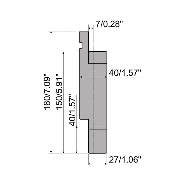 Zwischenstück Typ R1, mit Arbeitshöhe=150mm, Material=42CrMo4, Max. Presskraft=1600kN/m.