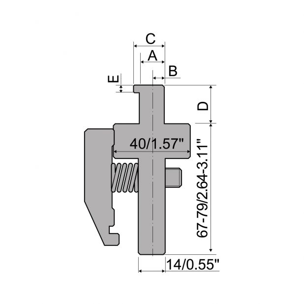 Oberwerkzeugadapter mit Arbeitshöhe=67-79mm, Material=C45, Max. Presskraft=1000kN/m.
