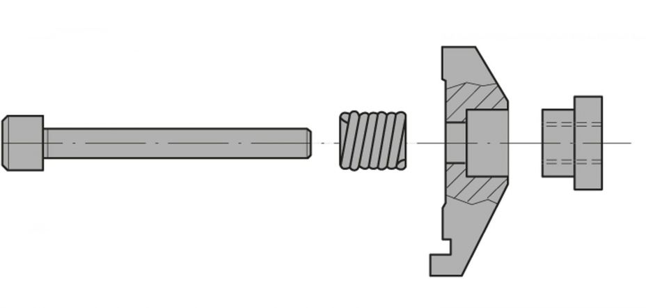 Hinterklemmung in Fe37 für Oberwerkzeuge Typ R1, Länge 150 mm.