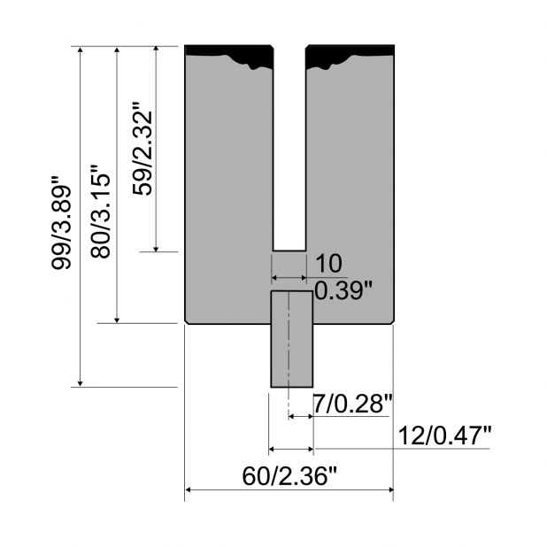 Zudrückmatrize R4 mit Arbeitshöhe=80mm, Material=42cr, Max. Presskraft=500/1000kN/m.Zu verwenden mit LP.SP-1