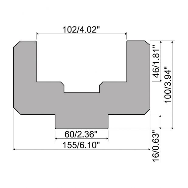 Halter in C45 für Polyurethan Einsätze, H=100 mm, Basis 60 mm.