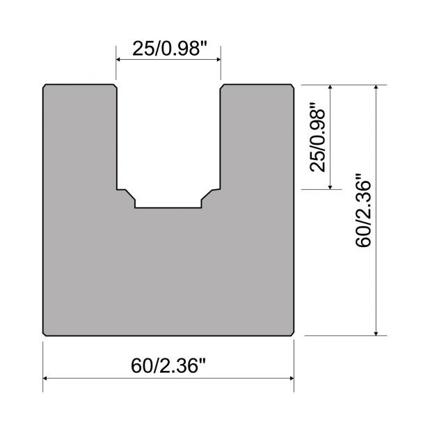 Halter in C45 für Polyurethan Einsätze, H=60mm Basis 60mm