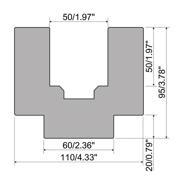 Halter in C45 für Polyurethan Einsätze, H=96 mm Basis 60 mm