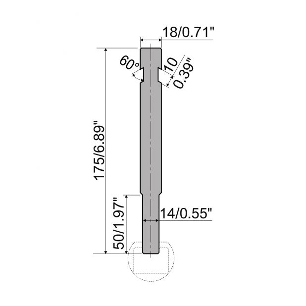 Radien-und Zudrückwerkzeuge R8 Colgar mit Höhe=175mm, Radius=mm, Material=c45, Max. Presskraft=1000kN/m.Zu v