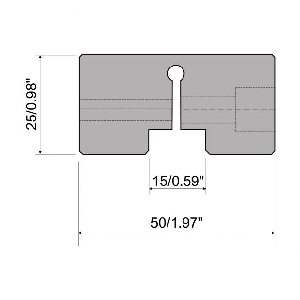 Zentrische 2-V Matrizen R1 mit Höhe=25mm, Material=Fe37.