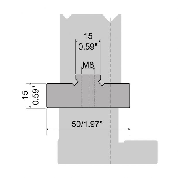 Zentrische 2-V Matrizen R1 mit Höhe=20mm, Material=C45.