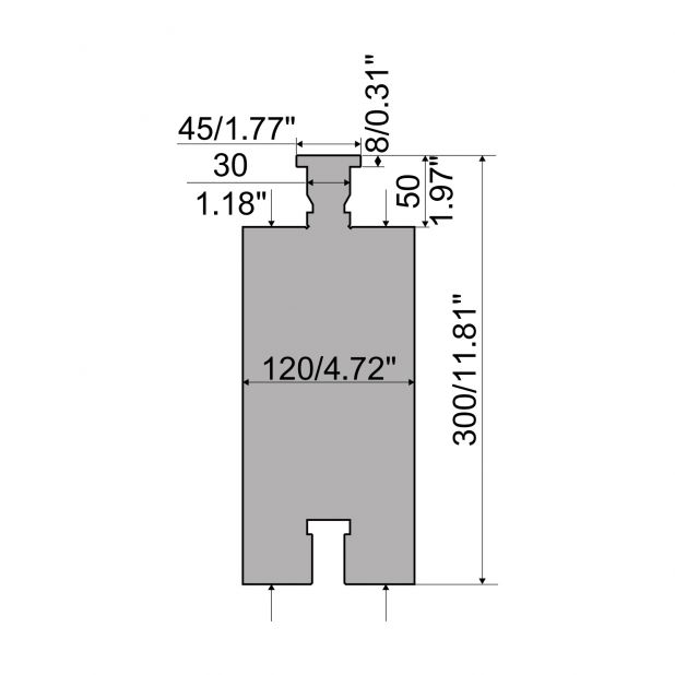 Hydraulisches Schwerlast Oberwerkzeug mit einer Höhe von 300mm, 42CrMo4 Material: 900-1150 N/mm² und 1,2767: