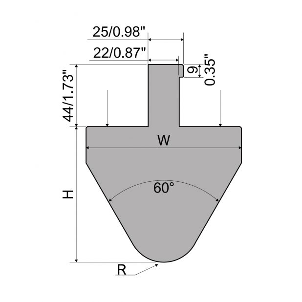 Schwerlast Oberwerkzeug mit einer Höhe von 86mm | 96mm, Material=42Cr:900-1150 N/mm² and 1.2767:830 N/mm².