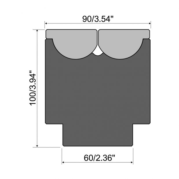 Rolla-V Matrize Serie RVP - Material 42 Cr. Tragkraft 2500 kN/m. min. Biegewinkel 47°