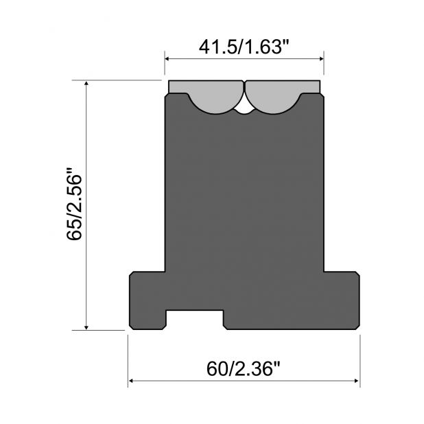 Rolla-V Matrize Serie RVP - Material 42 Cr. Tragkraft 1500 kN/m. min. Biegewinkel 47°