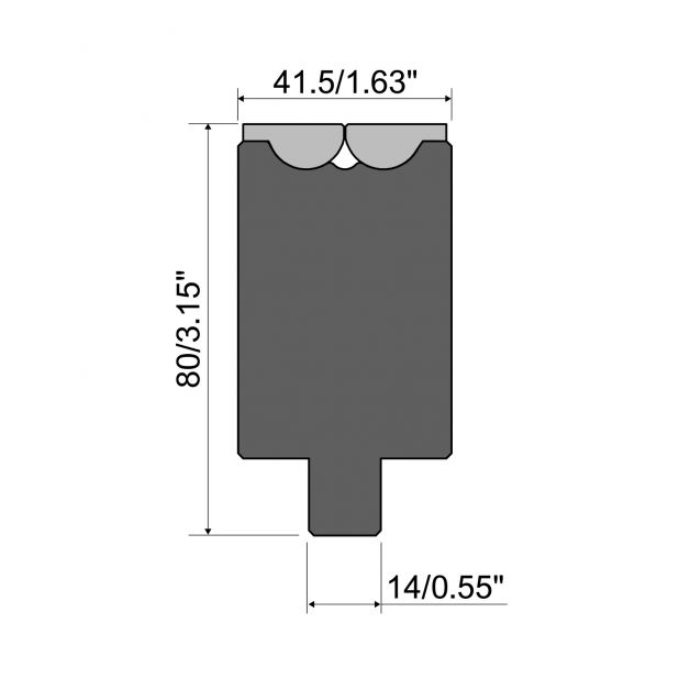 Rolla-V Matrize Serie RVS - Material 42 Cr. Tragkraft 1500 kN/m. min. Biegewinkel 47°